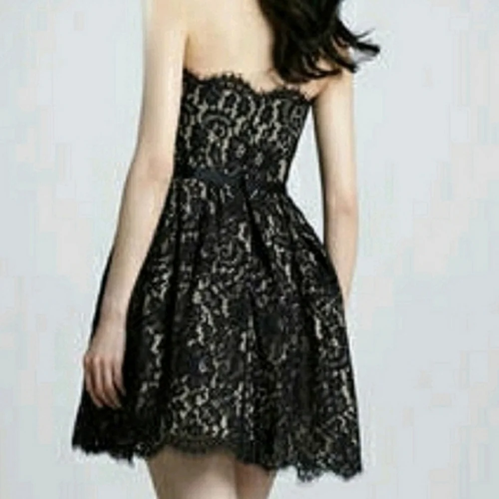 Robert Rodriguez Neiman Marcus Dress Black Strapless Lace